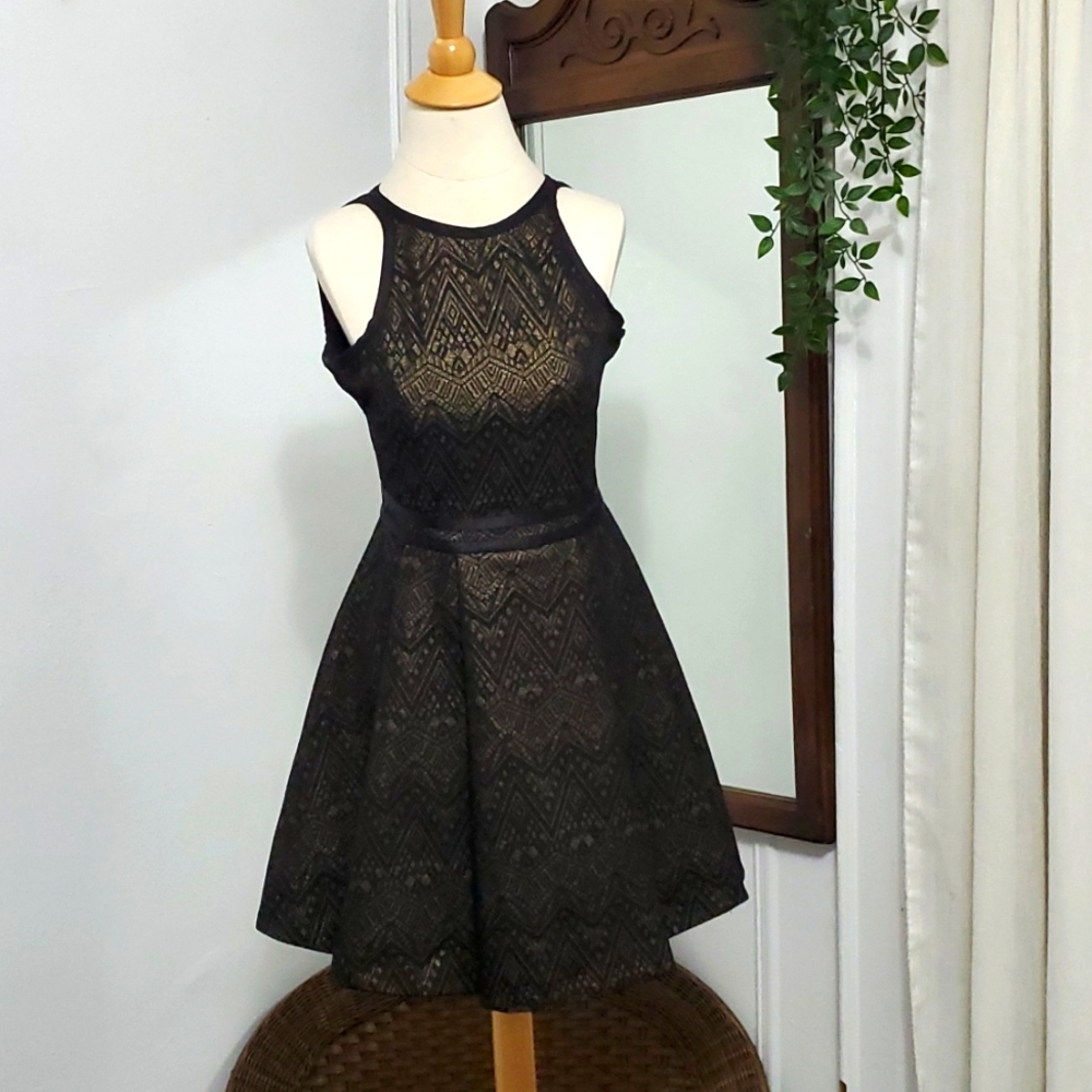 Parker Black Gold & Jacquard Style Dress - Picture 1 of 9